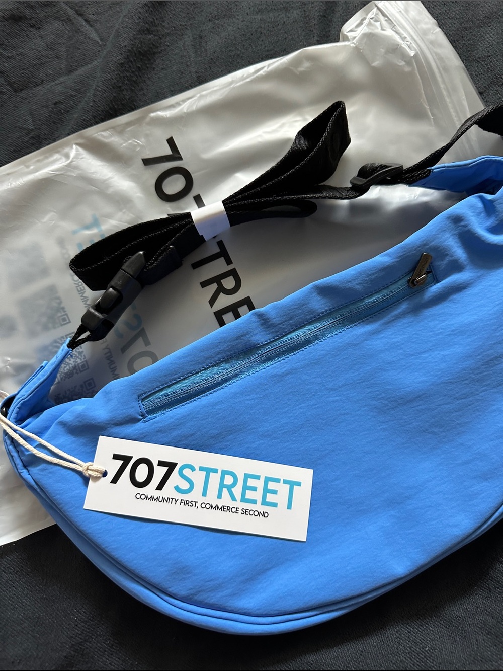 707STREET Women's Blue Travel Sling Bag with Adjustable Strap
